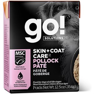 Go! Solutions Skin + Coat Care Pollock Pâté with Grains Wet Dog Food