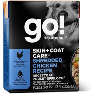 Go! Solutions Skin + Coat Care Shredded Chicken with Grains Wet Dog Food