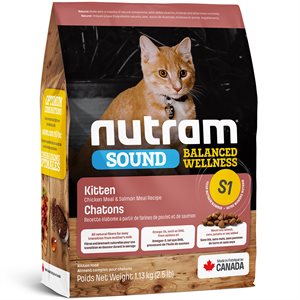Nutram Sound S1 Kitten Chicken and Salmon Dry Cat Food