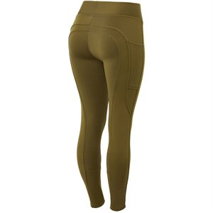 Horze Ladies Active Winter Silicone Full Seat Tights - Dark Olive