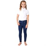 Pantalon d'Équitation Fond Silicone Horze Allison pour Enfant - Bleu Denim