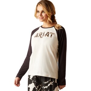 Ariat Ladies Cow Pajama Set - Coconut Milk