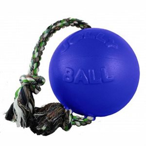 Jolly Ball ''Romp N Roll'' on rope - 4.5'' Blue