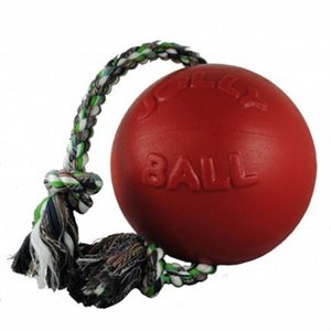 Jolly Ball ''Romp N Roll'' on rope - 4.5'' Red