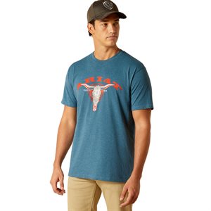 Ariat Men's Abilene Skull T-Shirt - Steel Blue Heather