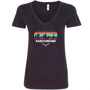 Ranch Brand Ladies Cactus Western T-Shirt - Black