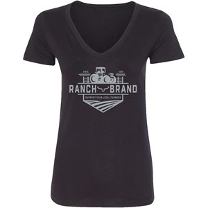 Ranch Brand Ladies Farmer Western T-Shirt - Black with Grey Logo