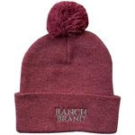 Tuque Ranch Brand à Pompon en Acrylique - Rouge Cardinal & Argent